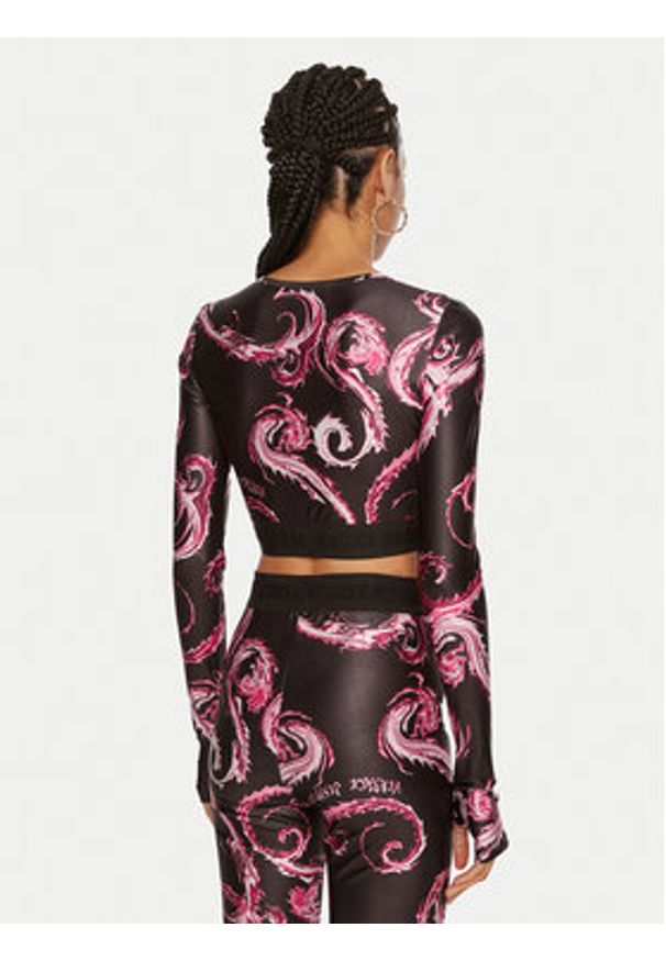 Versace Jeans Couture Bluzka 77HAH218 JS360 Czarny Slim Fit. Kolor: czarny. Materiał: syntetyk