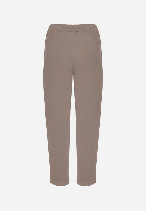 Born2be - Szare Bawełniane Spodnie z Wysokim Stanem Melili. Okazja: na spacer, na co dzień. Stan: podwyższony. Kolor: szary. Materiał: bawełna. Styl: casual, elegancki