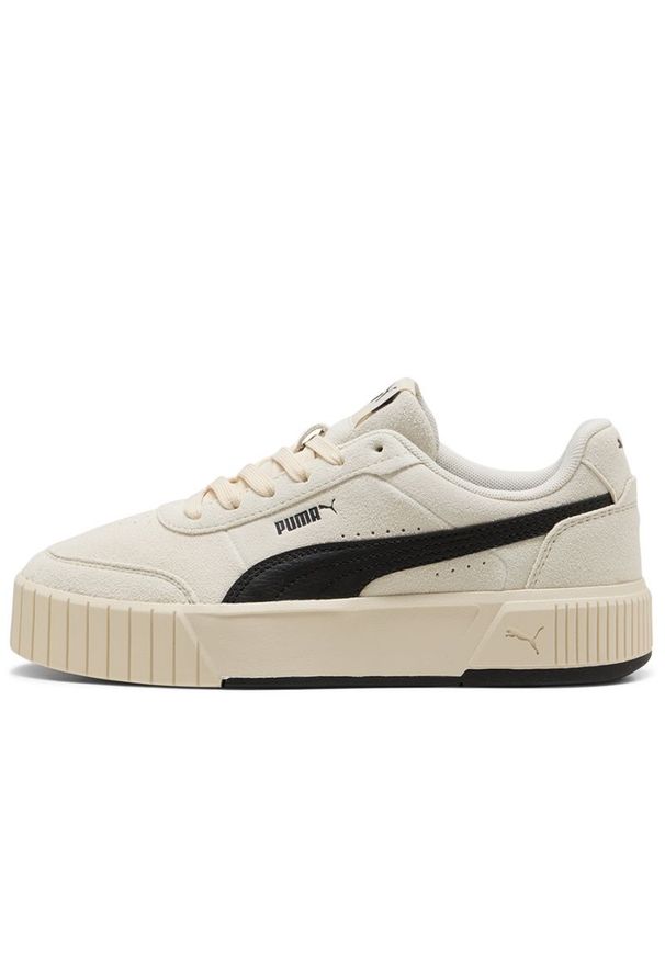 Buty damskie Puma Carina Mia 40263806 - beżowe. Okazja: na co dzień. Kolor: beżowy. Materiał: guma, skóra, zamsz, materiał, syntetyk. Szerokość cholewki: normalna. Sport: turystyka piesza