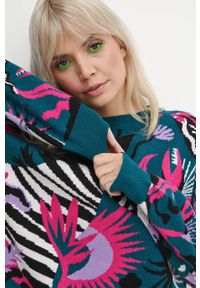 medicine - Medicine sweter damski kolor zielony lekki. Kolor: zielony. Materiał: dzianina. Długość rękawa: długi rękaw. Długość: długie #3