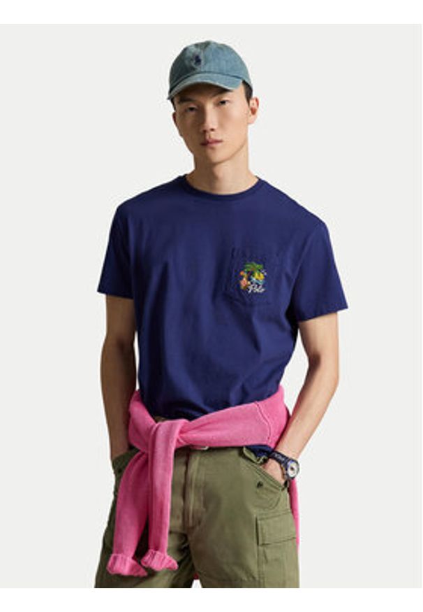 Polo Ralph Lauren T-Shirt 710B14586001 Granatowy Classic Fit. Typ kołnierza: polo. Kolor: niebieski. Materiał: bawełna