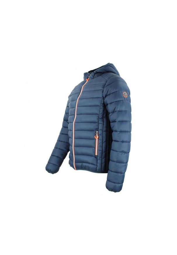 PEAK MOUNTAIN - Cienka kurtka z kapturem Peak Mountain. Typ kołnierza: kaptur. Kolor: wielokolorowy, niebieski, szary. Materiał: puch. Sport: turystyka piesza