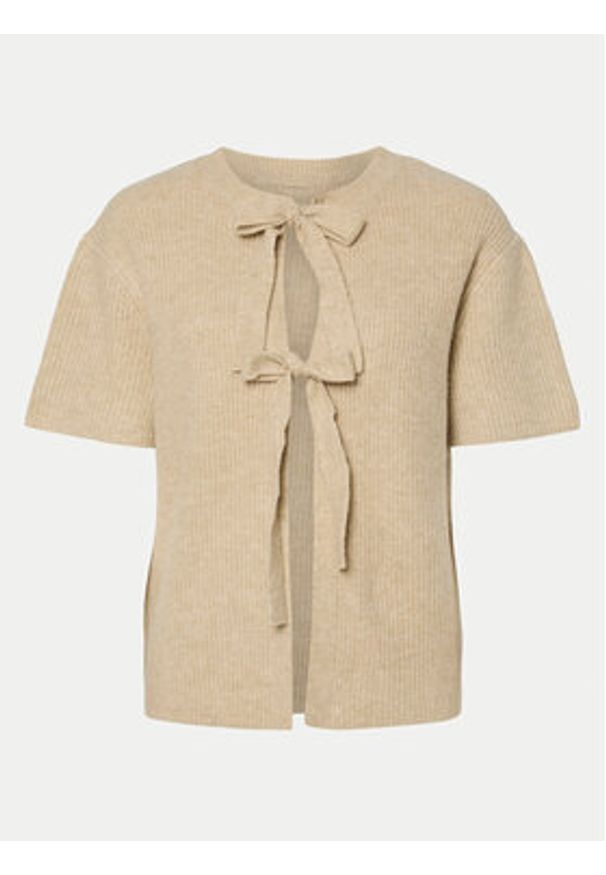 Pieces Kardigan 17156681 Beżowy Regular Fit. Kolor: beżowy. Materiał: syntetyk