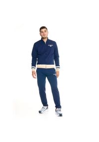 LEONE 1947 APPAREL - Męski dres Leone z zamkiem błyskawicznym w stylu retro. Kolor: niebieski. Materiał: dresówka. Sport: fitness