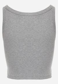 Born2be - Szary Top z Prążkowanego Materiału Zitessa. Okazja: na co dzień. Kolor: szary. Materiał: prążkowany, materiał. Długość rękawa: na ramiączkach. Styl: casual, elegancki, klasyczny #8