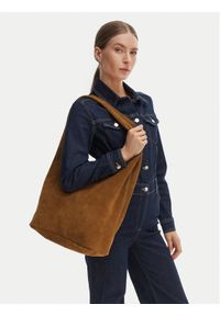 Calvin Klein Torebka Slouchy Suede Leather Medium Bag LV04F3597G Brązowy. Kolor: brązowy. Materiał: zamszowe, skórzane #1