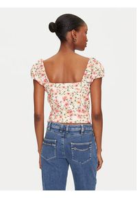 Guess Bluzka W5GP13 KCVA1 Beżowy Slim Fit. Kolor: beżowy. Materiał: bawełna #2