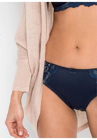 bonprix - Figi z delikatną koronką (2 pary). Kolor: niebieski. Materiał: materiał, koronka. Wzór: aplikacja, kwiaty, koronka #2