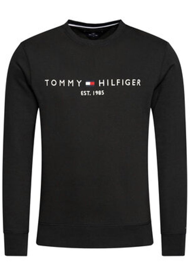 TOMMY HILFIGER - Tommy Hilfiger Bluza Logo MW0MW11596 Czarny Regular Fit. Kolor: czarny. Materiał: bawełna, syntetyk