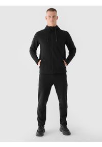 4f - 4F Bluza dresowa rozpinana z kapturem męska 4F x Robert Lewandowski - czarna XXL. Okazja: na co dzień. Typ kołnierza: kaptur. Kolor: czarny. Materiał: dresówka. Wzór: gładki, nadruk, ze splotem. Styl: casual. Sport: fitness