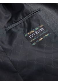 Ombre Clothing - Elegancka marynarka męska z dekoracyjnymi guzikami na mankietach - grafitowa V1. Kolor: szary. Materiał: poliester. Styl: elegancki #3