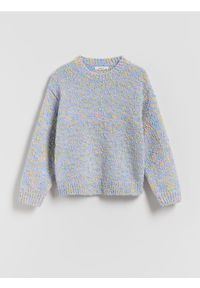 Reserved - Sweter z kolorowym wzorem - lawendowy. Kolor: fioletowy. Materiał: dzianina. Wzór: kolorowy