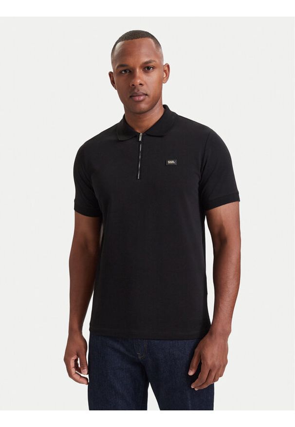 Karl Lagerfeld - KARL LAGERFELD Polo 745015 564235 Czarny Regular Fit. Typ kołnierza: polo. Kolor: czarny. Materiał: bawełna