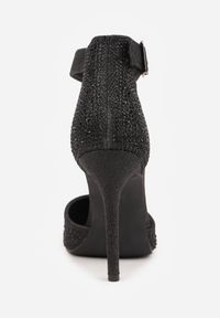 Renee - Czarne Szpilki Vices z Drobnymi Cyrkoniami i Skórzaną Wkładką Vortinia. Okazja: na karnawał. Kolor: czarny. Materiał: skóra. Sezon: wiosna, lato. Obcas: na szpilce #7