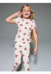 Sinsay - Bawełniana koszulka ze wzorem w kokardy - kremowy. Typ kołnierza: kokarda. Kolor: kremowy. Materiał: bawełna #1