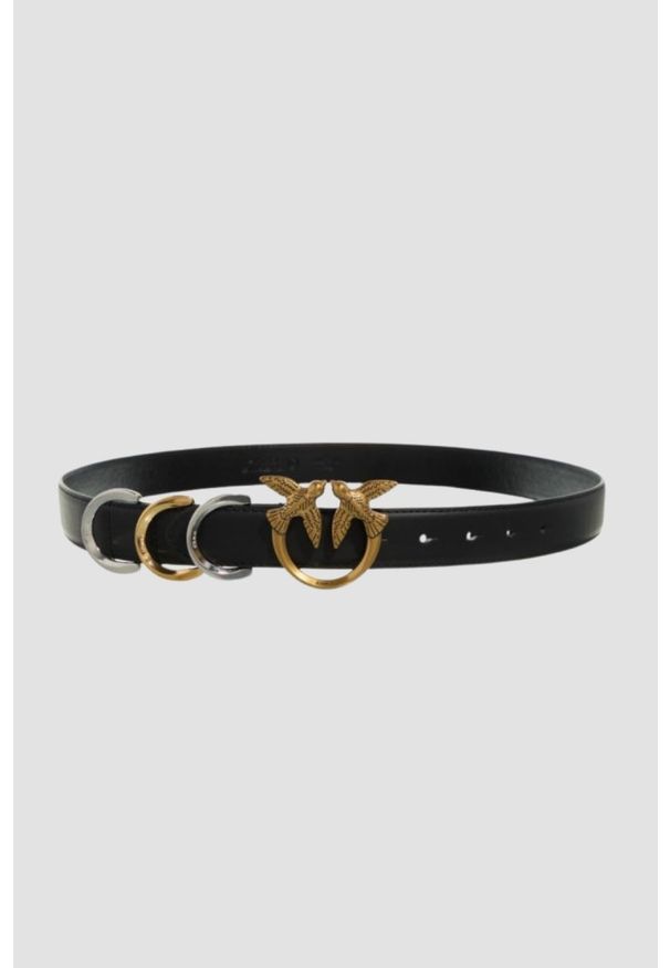 Pinko - PINKO Czarny pasek damski Cobain Belt H3, Rozmiar S. Kolor: czarny