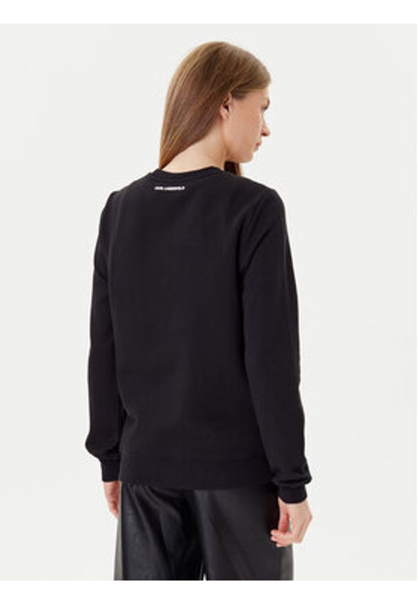 Karl Lagerfeld - KARL LAGERFELD Bluza A3W20066 Czarny Regular Fit. Typ kołnierza: dekolt w karo. Kolor: czarny. Materiał: bawełna