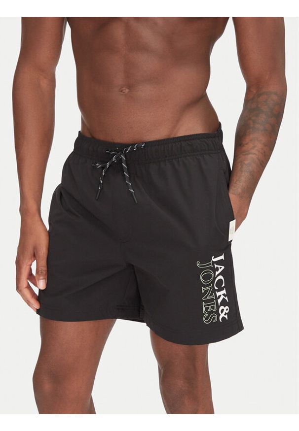 Jack & Jones - Jack&Jones Szorty kąpielowe Maui 12272799 Czarny Regular Fit. Kolor: czarny. Materiał: syntetyk