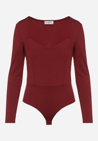 Born2be - Bordowe Body z Wiskozą i Kwadratowym Dekoltem Labiene. Okazja: na co dzień. Typ kołnierza: dekolt kwadratowy. Kolor: czerwony. Materiał: wiskoza. Długość rękawa: długi rękaw. Długość: długie. Styl: casual, elegancki #4