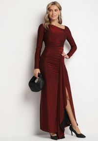Born2be - Bordowa Asymetryczna Sukienka z Usztywnionymi Miseczkami i Odkrytymi Plecami Remilia. Kolor: czerwony. Typ sukienki: asymetryczne. Styl: wizytowy, elegancki #4