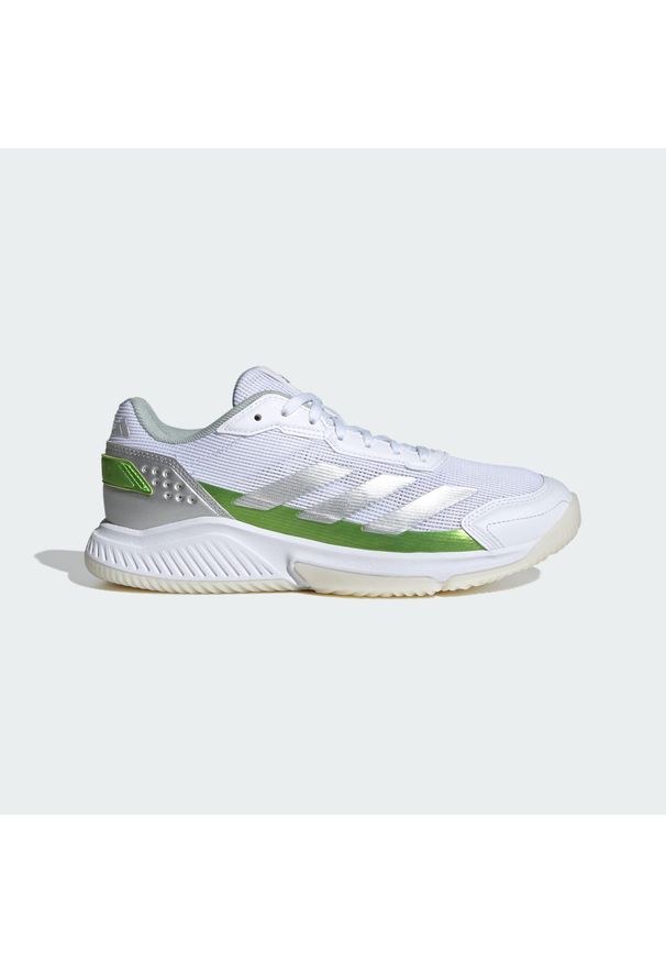 Adidas - Buty Courtquick Padel. Kolor: szary, biały, wielokolorowy, żółty. Materiał: materiał. Sport: turystyka piesza
