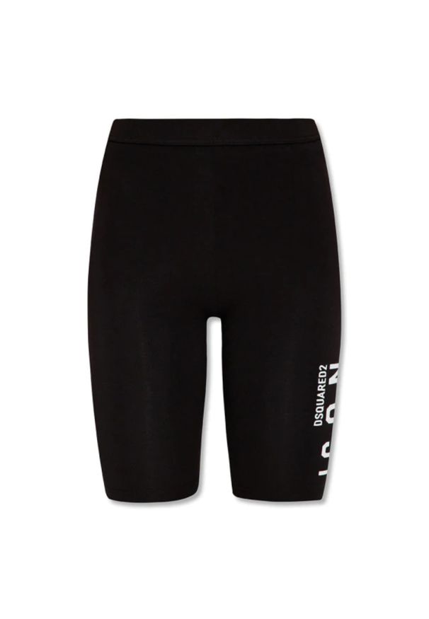 DSQUARED2 - Czarne legginsy z logo. Okazja: na co dzień. Stan: podwyższony. Kolor: czarny. Materiał: bawełna, elastan, materiał. Styl: casual, sportowy, elegancki