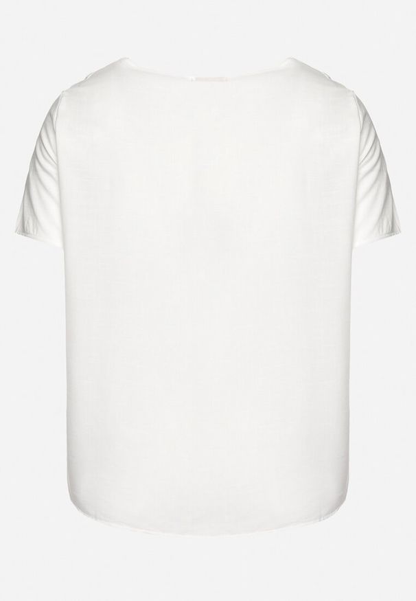 Born2be - Biały T-shirt Bluzka z Krótkim Rękawem z Ozdobnym HaftemTesagia. Kolor: biały. Długość rękawa: krótki rękaw. Długość: krótkie