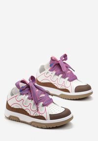 Renee - Różowo-Białe Sneakersy Ozdobione Brokatem z Oryginalnym Sznurowaniem Patricie. Kolor: różowy. Wzór: aplikacja #4