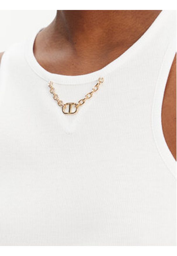 TwinSet - TWINSET Top 251TT2400 Biały Slim Fit. Kolor: biały. Materiał: bawełna