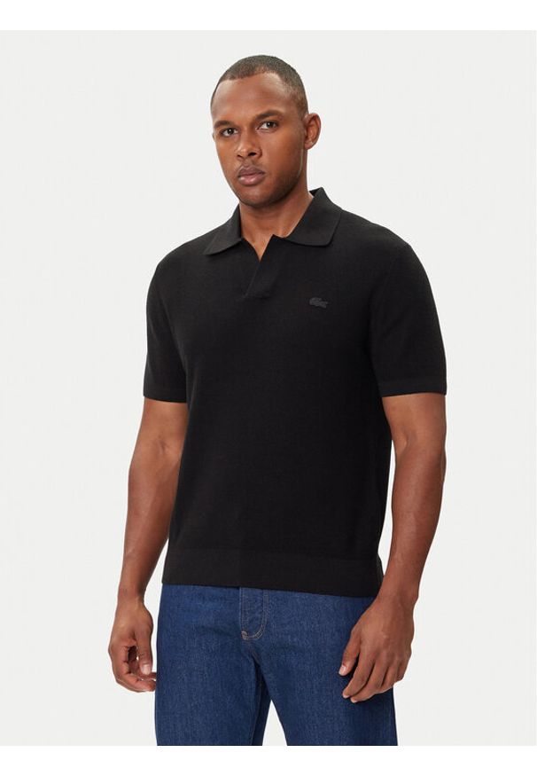 Lacoste Polo AH5186 Czarny Regular Fit. Typ kołnierza: polo. Kolor: czarny. Materiał: bawełna