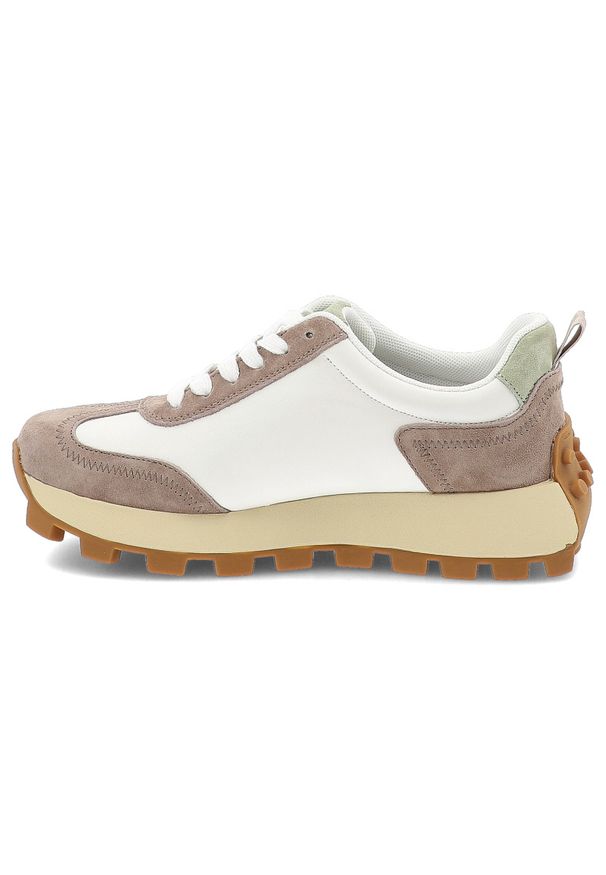 Beżowe Sneakersy Filippo Sportowe Obuwie Damskie. Okazja: na co dzień, na spacer. Kolor: biały. Materiał: zamsz. Szerokość cholewki: normalna. Sport: turystyka piesza