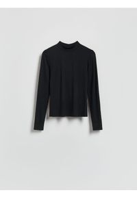 Reserved - Longsleeve z włóknami bambusowymi - czarny. Kolor: czarny. Materiał: włókno. Długość rękawa: długi rękaw