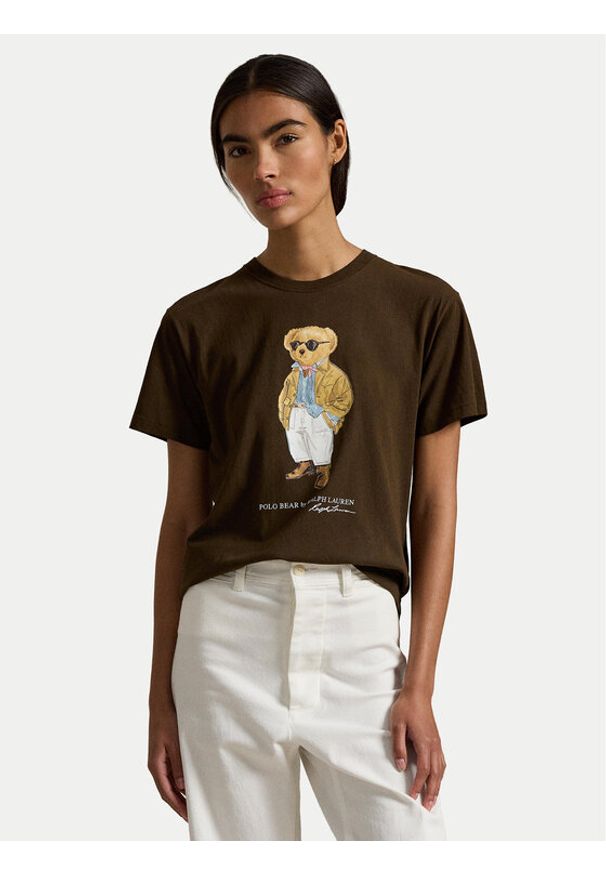 Polo Ralph Lauren T-Shirt 211A96599001 Brązowy Relaxed Fit. Typ kołnierza: polo. Kolor: brązowy. Materiał: bawełna