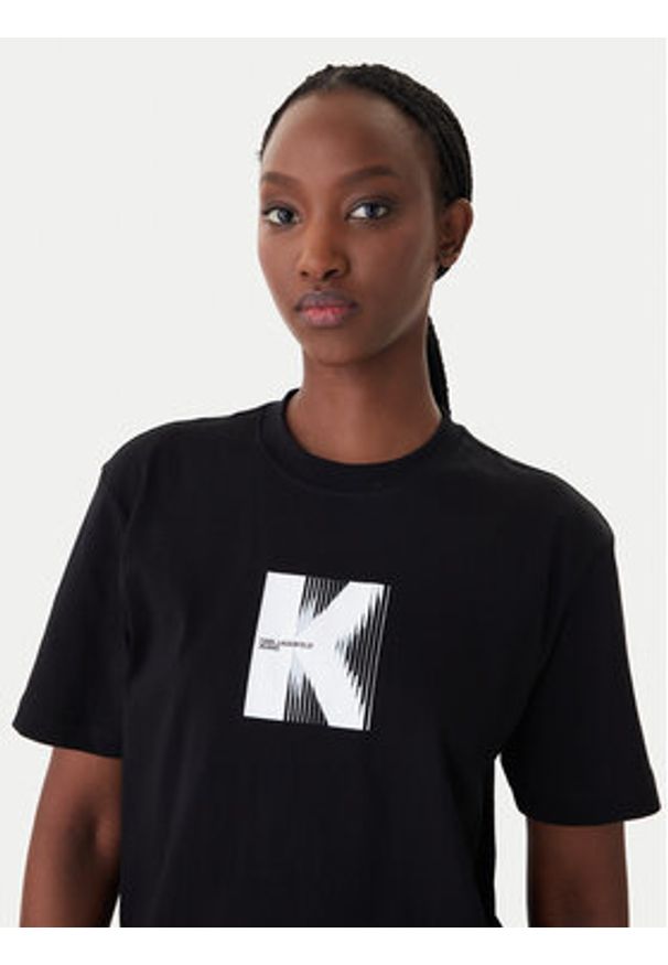 Karl Lagerfeld Jeans T-Shirt B1W17055 Czarny Relaxed Fit. Kolor: czarny. Materiał: bawełna