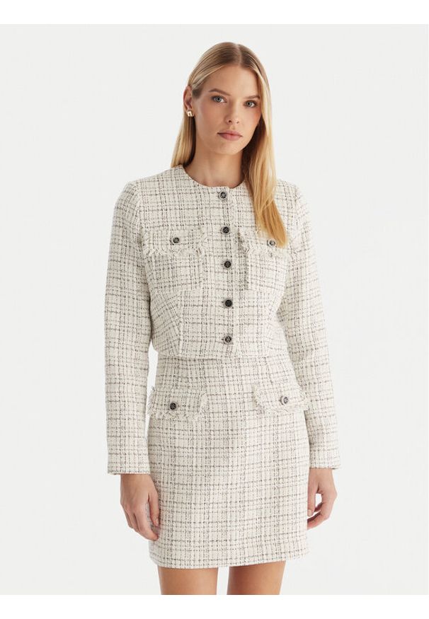 Guess Kurtka przejściowa W5YN44 WHDB2 Biały Regular Fit. Kolor: biały. Materiał: syntetyk