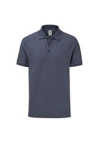 FRUIT OF THE LOOM - Koszulka Polo Męska Dopasowana. Typ kołnierza: polo. Kolor: niebieski. Materiał: poliester, bawełna