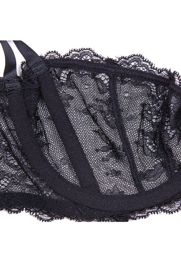 Intica - Koronkowy komplet bielizny z subtelnymi kokardkami na specjalne okazje Aristea. Kolor: różowy. Materiał: koronka. Wzór: aplikacja