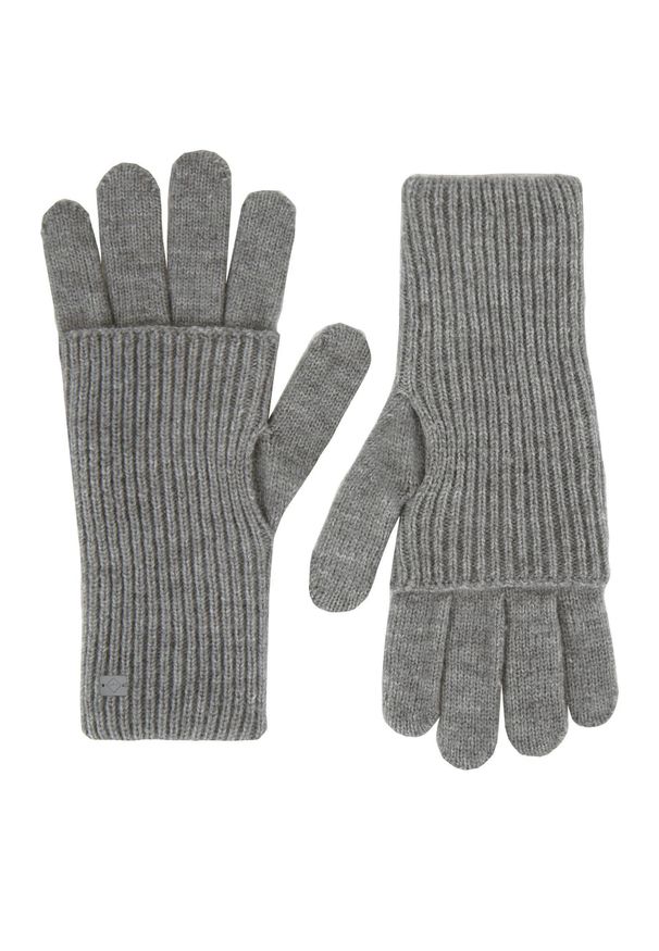 Volcano - Rękawiczki z mitenkami H-QUEEN. Kolor: szary. Materiał: dzianina, elastan. Sezon: zima. Styl: klasyczny, elegancki