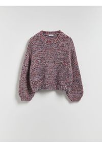 Reserved - Sweter z domieszką wełny - bordowy. Kolor: czerwony. Materiał: wełna