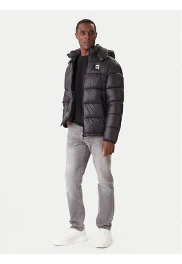 Karl Lagerfeld - KARL LAGERFELD Kurtka zimowa 505022 554590 Czarny Regular Fit. Typ kołnierza: dekolt w karo. Kolor: czarny. Materiał: syntetyk. Sezon: zima