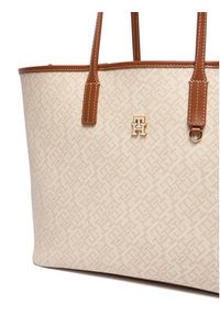 TOMMY HILFIGER - Tommy Hilfiger Torebka Th Monoplay Tote Le AW0AW17416 Beżowy. Kolor: beżowy. Materiał: skórzane #4