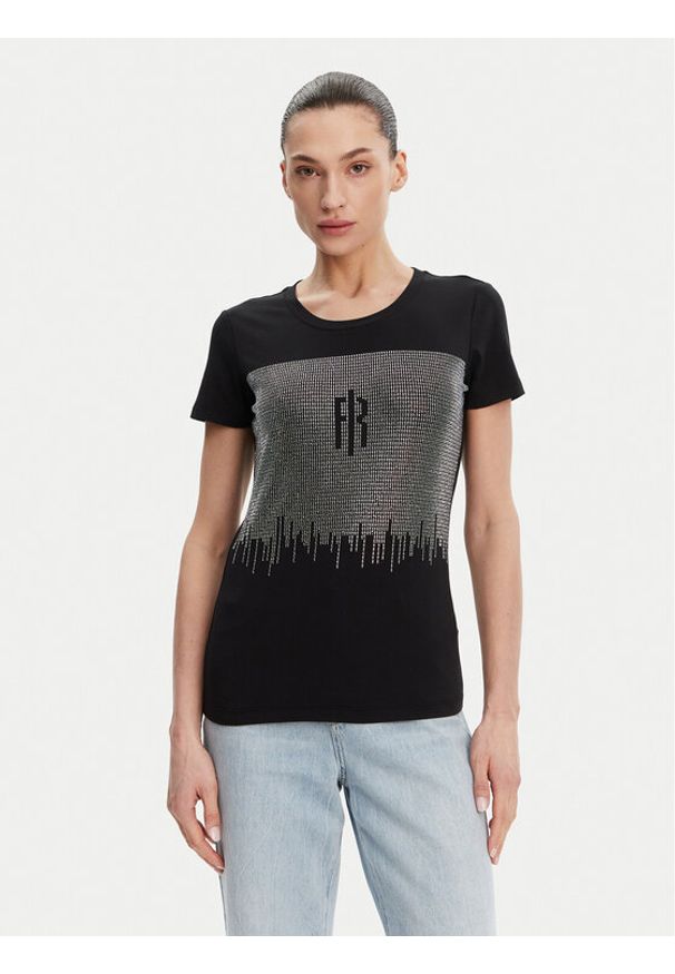Fracomina T-Shirt FP25ST3002J449N4 Czarny Regular Fit. Kolor: czarny. Materiał: bawełna