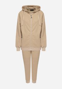 Born2be - Ciemnobeżowy Komplet Dresowy Bluza z Kapturem i Joggery Rerialda. Kolor: beżowy. Materiał: dresówka #3