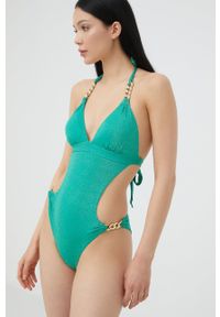 Liu Jo jednoczęściowy strój kąpielowy kolor zielony lekko usztywniona miseczka. Kolor: zielony. Materiał: materiał
