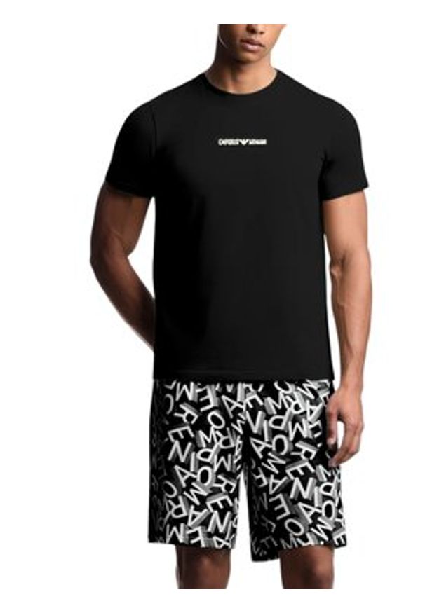 Emporio Armani Underwear Piżama EM000400 AF10794 FC143 Czarny Regular Fit. Kolor: czarny. Materiał: bawełna