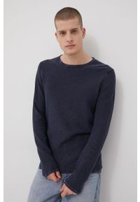Jack & Jones sweter bawełniany męski kolor granatowy lekki. Kolor: niebieski. Materiał: bawełna. Długość rękawa: długi rękaw. Długość: długie
