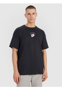 4f - 4F T-shirt oversize z nadrukiem męski - czarny S. Okazja: na co dzień. Kolor: czarny. Materiał: bawełna, materiał, jersey. Długość rękawa: krótki rękaw. Długość: krótkie. Wzór: nadruk. Styl: klasyczny, sportowy, casual