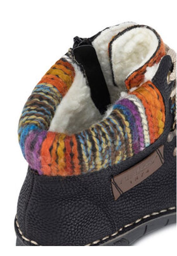 Rieker Trzewiki 73343-00 Czarny. Kolor: czarny. Materiał: materiał