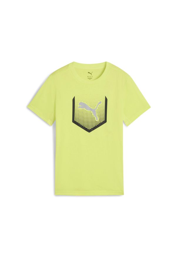 Puma - Młodzieżowa koszulka Active Sports z grafiką PUMA Lemon Sherbert Yellow. Kolor: żółty. Materiał: guma. Wzór: nadruk. Sport: joga i pilates