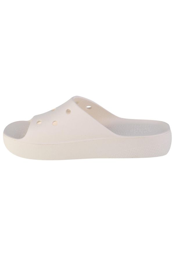 Klapki damskie Crocs Classic Platform Slide. Kolor: biały. Materiał: guma, materiał, syntetyk. Obcas: na platformie